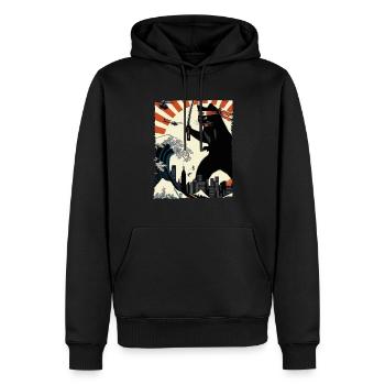 Ninja Cat Vintage avec Katana Warrior Japon Art - Sweat à capuche Premium bio Homme - noir - Devant - Nico (187cm)