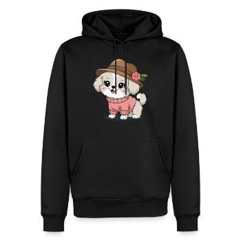 Chien mignon avec chapeau et pull - Sweat à capuche Premium bio Homme - noir - Devant - Nico (187cm)
