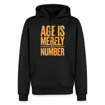 L’âge n’est qu’un chiffre Anniversaire vieillissant - Sweat à capuche Premium bio Homme - noir - Devant - Nico (187cm)