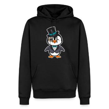 Eleganter Pinguin Mit Zylinder Und Monokel - Männer Premium Bio Hoodie - Schwarz - Vorne - Nico (187cm)