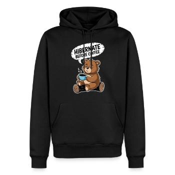 Gemütlicher Bär Vor Kaffeezeit - Männer Premium Bio Hoodie - Schwarz - Vorne - Nico (187cm)