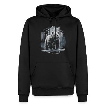 Impressionnant ours dans la forêt motif de la nature - Sweat à capuche Premium bio Homme - noir - Devant - Nico (187cm)