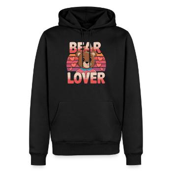 Bear Lover Retro Heart Graphic - Men’s Premium Organic Hoodie - black - Front - Nico (187cm)