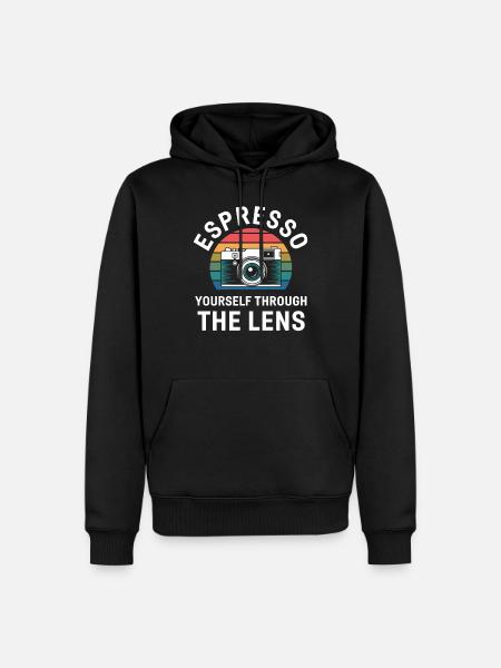 Déplier à travers l’objectif Photographe - Sweat à capuche Premium bio Homme - noir
