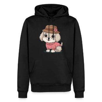 Chien mignon avec chapeau et pull - Sweat à capuche Premium bio Homme - noir - Devant - Nico (187cm)