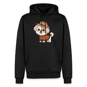 Chien mignon avec chapeau et pull - Sweat à capuche Premium bio Homme - noir - Devant - Nico (187cm)