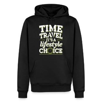Passionné de science-fiction et de voyage dans le temps - Sweat à capuche Premium bio Homme - noir - Devant - Nico (187cm)