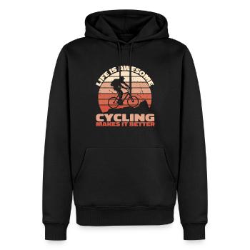 Life is awesome, cycling makes it better - Bike Sp - Männer Premium Bio Hoodie - Schwarz - Vorne - Nico (187cm)
