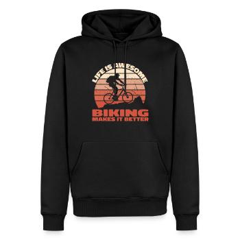 La vie est géniale, le vélo la rend meilleure - Bike Spr - Sweat à capuche Premium bio Homme - noir - Devant - Nico (187cm)