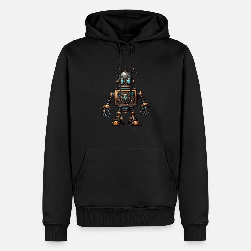 Robot steampunk - Sweat à capuche Premium bio Homme - noir