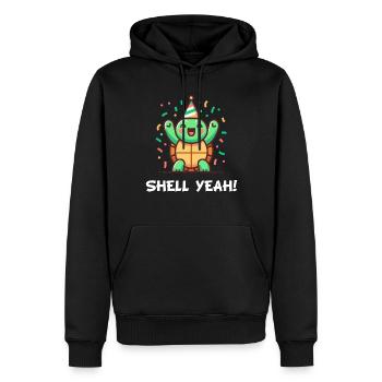 Shell ! Célébration Tortue - Sweat à capuche Premium bio Homme - noir - Devant - Nico (187cm)