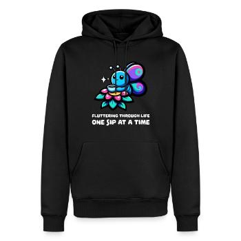 Fluttering Through Life Coffee Butterfly - Männer Premium Bio Hoodie - Schwarz - Vorne - Nico (187cm)