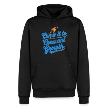 Commit to constant growth for - Men’s Premium Organic Hoodie - black - Front - Nico (187cm)