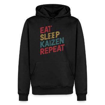 Ess Schlaf Kaizen Wiederhole Verbesserung - Männer Premium Bio Hoodie - Schwarz - Vorne - Nico (187cm)