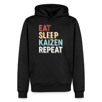 Eat Sleep Kaizen Improvement Repeat Motivation - Männer Premium Bio Hoodie - Schwarz - Vorne - Nico (187cm)