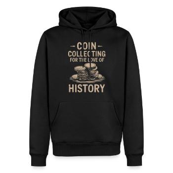 Münzsammlung Für Die Liebe Der Geschichte - Männer Premium Bio Hoodie - Schwarz - Vorne - Nico (187cm)