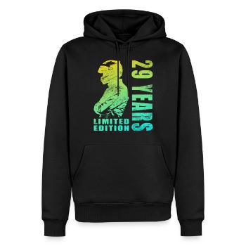 29e anniversaire Motard Moto Motard - Sweat à capuche Premium bio Homme - noir - Devant - Nico (187cm)