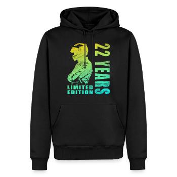 Biker 22 Jahre Motorradfahrer Geburtstag Motorrad - Männer Premium Bio Hoodie - Schwarz - Vorne - Nico (187cm)