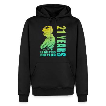 Biker 21 Jahre Motorradfahrer Geburtstag Motorrad - Männer Premium Bio Hoodie - Schwarz - Vorne - Nico (187cm)