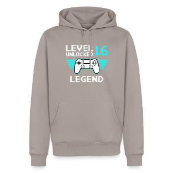 16. Geburtstag 16 Jahre Level 16 Unlocked Vintage - Männer Premium Bio Hoodie - Taupe - Vorne - Nico (187cm)