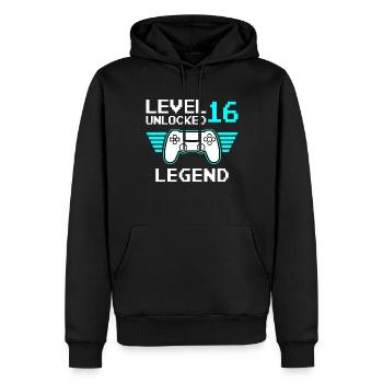16. Geburtstag 16 Jahre Level 16 Unlocked Vintage - Männer Premium Bio Hoodie - Schwarz - Vorne - Nico (187cm)