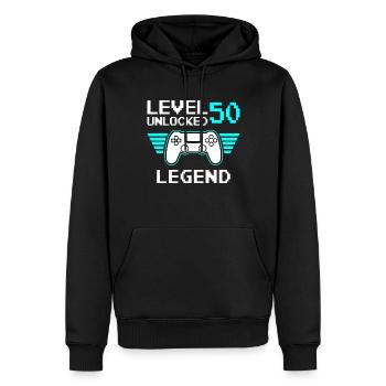 Level 50 Unlocked Gamer Gamer 50 Years - Men’s Premium Organic Hoodie - black - Front - Nico (187cm)