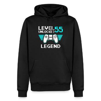 LEVEL 55 UNLOCKED 55 Birthday Gamer Controller - Men’s Premium Organic Hoodie - black - Front - Nico (187cm)