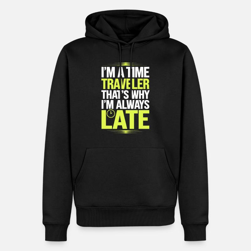 Zeitreise-sci-fi-enthusiast Und Zeitmaschine - Männer Premium Bio Hoodie - Schwarz