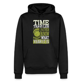 Passionné de science-fiction et de voyage dans le temps - Sweat à capuche Premium bio Homme - noir - Devant - Nico (187cm)