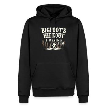 Bigfoot Believer Sasquatch Cryptid Forest Creature - Männer Premium Bio Hoodie - Schwarz - Vorne - Nico (187cm)
