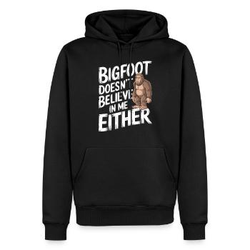 Bigfoot Believer Sasquatch Cryptid Forest Creature - Männer Premium Bio Hoodie - Schwarz - Vorne - Nico (187cm)