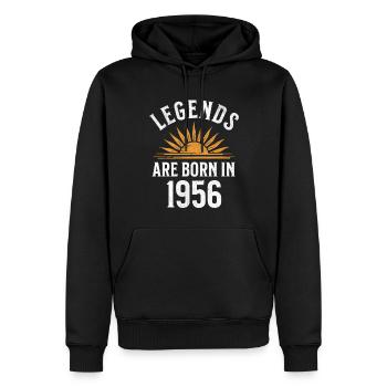 Des légendes sont nées en 1956 – idée cadeau - Sweat à capuche Premium bio Homme - noir - Devant - Nico (187cm)