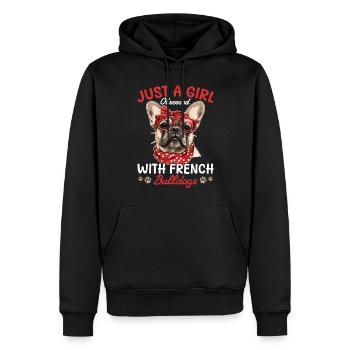Bouledogue français Frechie Race de chien Juste une fille - Sweat à capuche Premium bio Homme - noir - Devant - Nico (187cm)