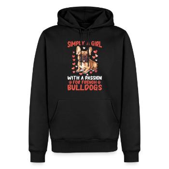 Bouledogue français Frechie Race de chien simplement une fille - Sweat à capuche Premium bio Homme - noir - Devant - Nico (187cm)