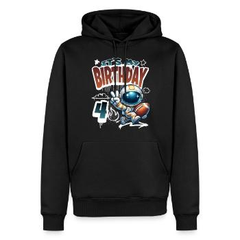 Astronaute 4e anniversaire Football - Sweat à capuche Premium bio Homme - noir - Devant - Nico (187cm)