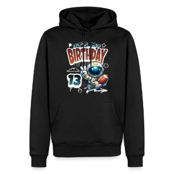 Astronaute 13e anniversaire Football - Sweat à capuche Premium bio Homme - noir - Devant - Nico (187cm)