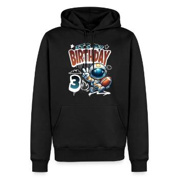 Astronaute 3e anniversaire Football - Sweat à capuche Premium bio Homme - noir - Devant - Nico (187cm)