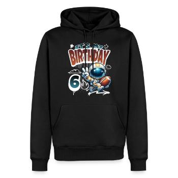 Astronaute 6e anniversaire Football - Sweat à capuche Premium bio Homme - noir - Devant - Nico (187cm)