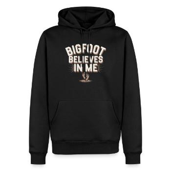 Bigfoot croyant Sasquatch Cryptide Créature de la forêt - Sweat à capuche Premium bio Homme - noir - Devant - Nico (187cm)