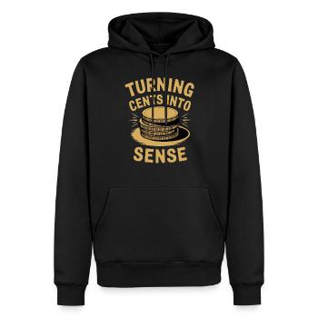 Turning Cents Into Sense Motiv für Sparfüchse - Männer Premium Bio Hoodie - Schwarz - Vorne - Nico (187cm)
