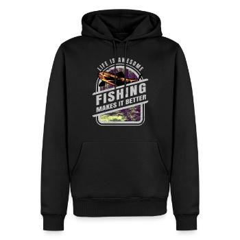 La vie est belle, la pêche la rend meilleure - Angler Spr - Sweat à capuche Premium bio Homme - noir - Devant - Nico (187cm)