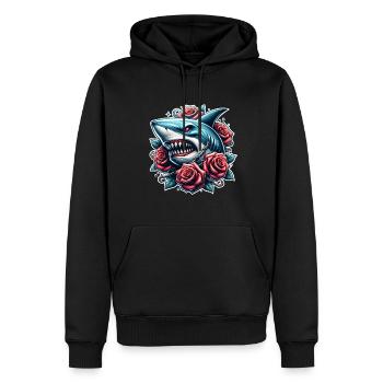 Roses de requin - Sweat à capuche Premium bio Homme - noir - Devant - Nico (187cm)