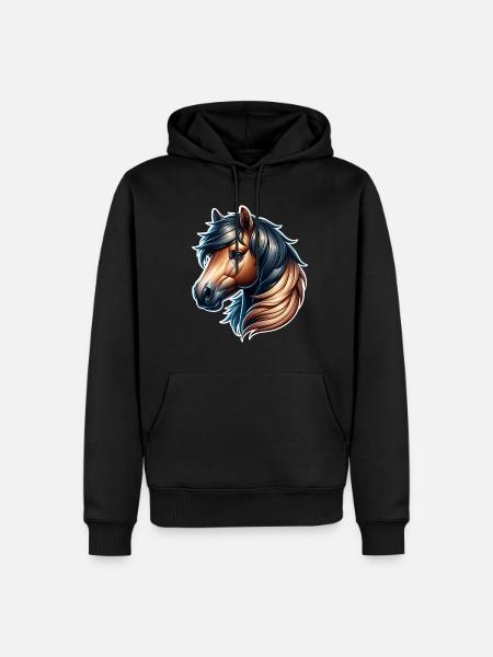 Pferd - Männer Premium Bio Hoodie - Schwarz