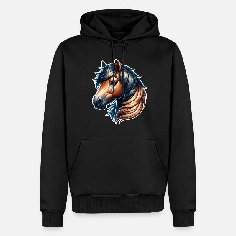 Cheval - Sweat à capuche Premium bio Homme - noir
