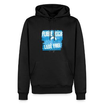 Fly High, Live Free - Paragliding Saying - Men’s Premium Organic Hoodie - black - Front - Nico (187cm)