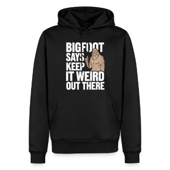 Bigfoot croyant Sasquatch Cryptide Créature de la forêt - Sweat à capuche Premium bio Homme - noir - Devant - Nico (187cm)