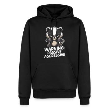 Warnung: Passiv Aggressiv Dachs Cartoon - Männer Premium Bio Hoodie - Schwarz - Vorne - Nico (187cm)
