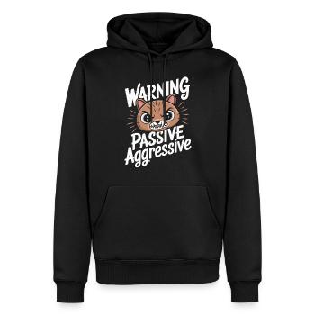 Avertissement, Passif, Agressif, Drôle de chat - Sweat à capuche Premium bio Homme - noir - Devant - Nico (187cm)