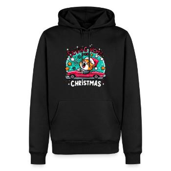 Weihnachten Katze Zuhause Familie Sterne Niedlich - Männer Premium Bio Hoodie - Schwarz - Vorne - Nico (187cm)
