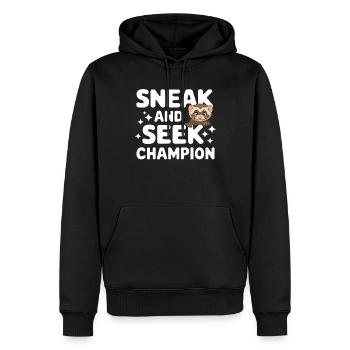 Propriétaire de furet, Amateur de furets, Bonbons - Sweat à capuche Premium bio Homme - noir - Devant - Nico (187cm)